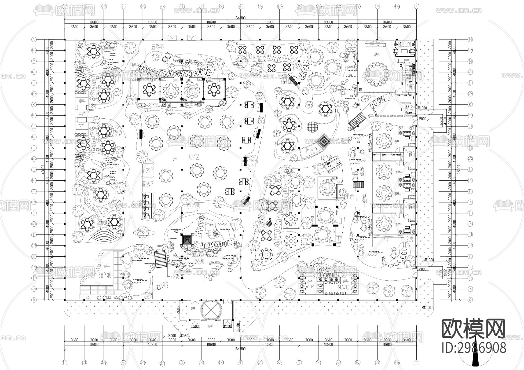 生态餐厅cad平面图下载
