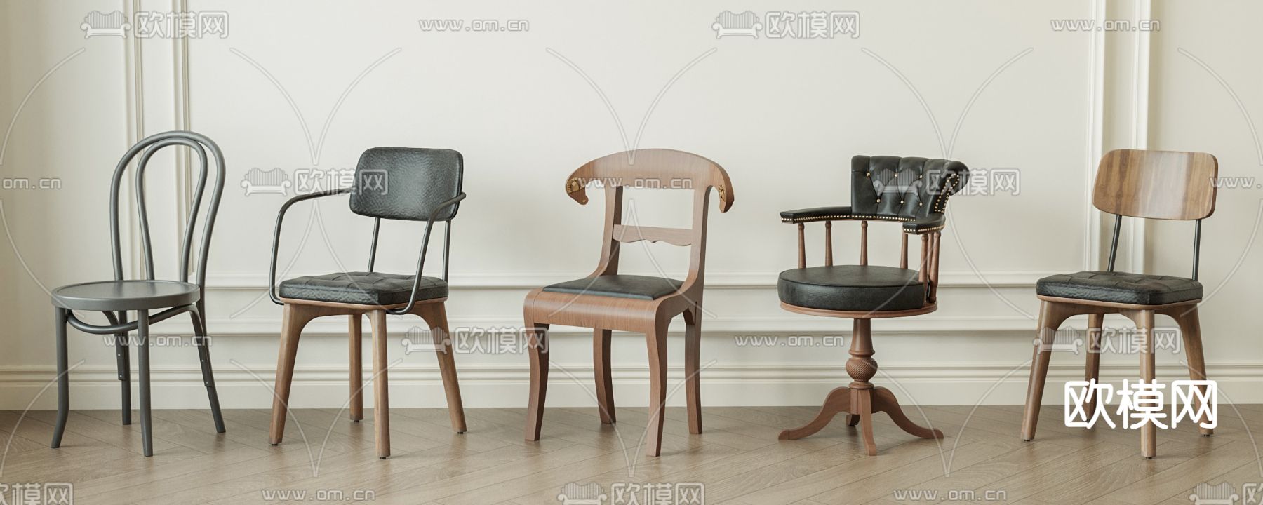 中古餐椅su模型下载（渲染图2）