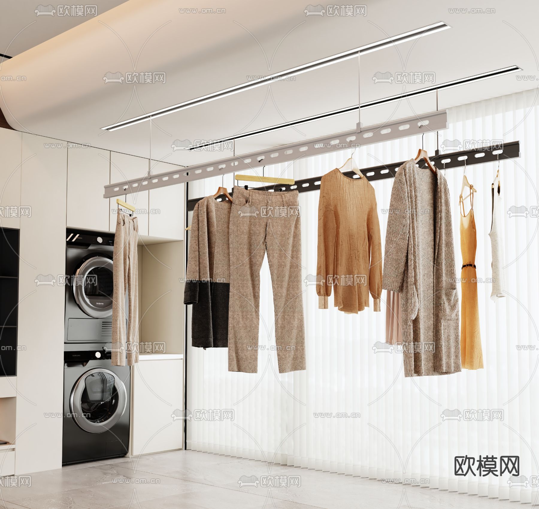 隐形晾衣架 电动晾衣架3d模型下载