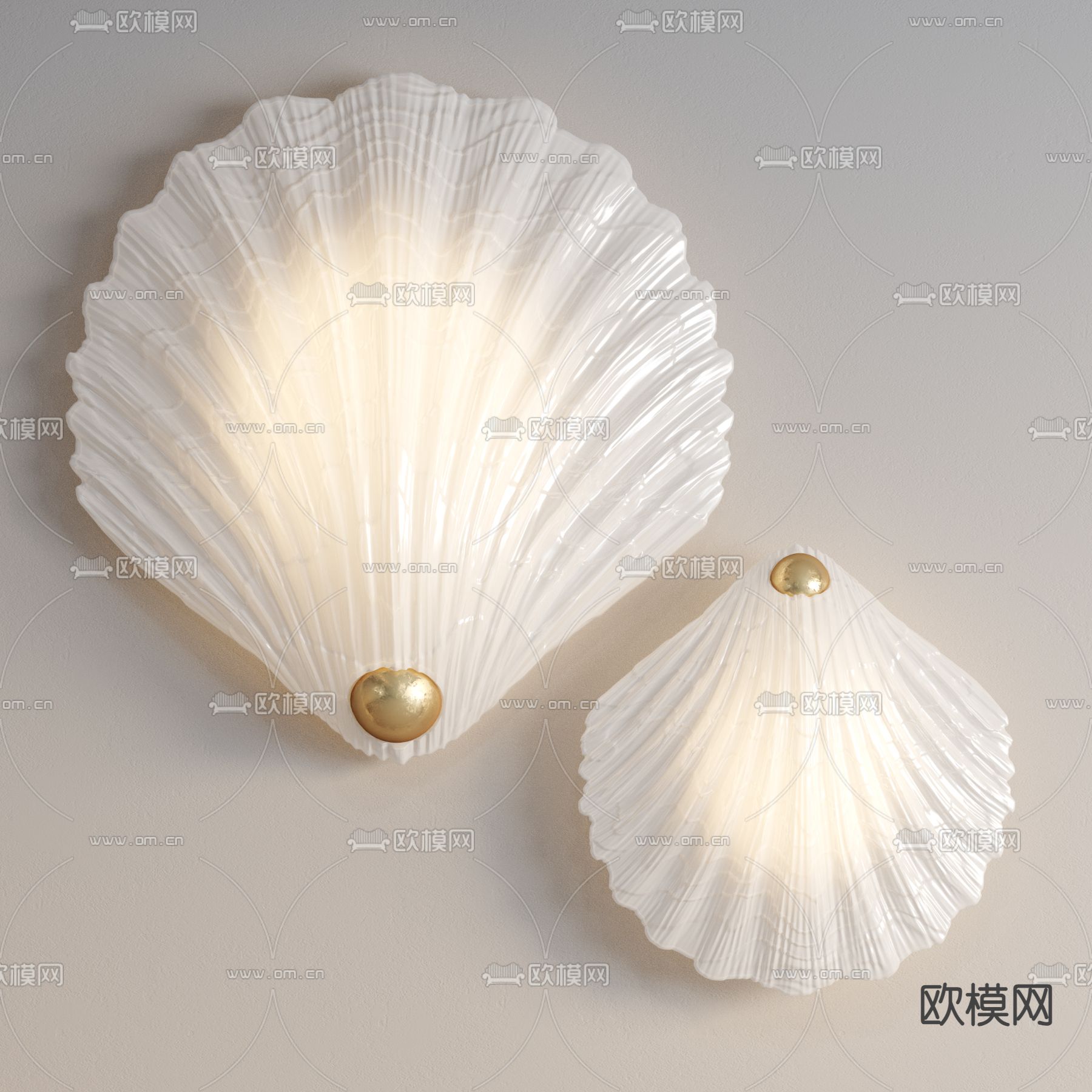 贝壳壁灯su模型下载（渲染图1）