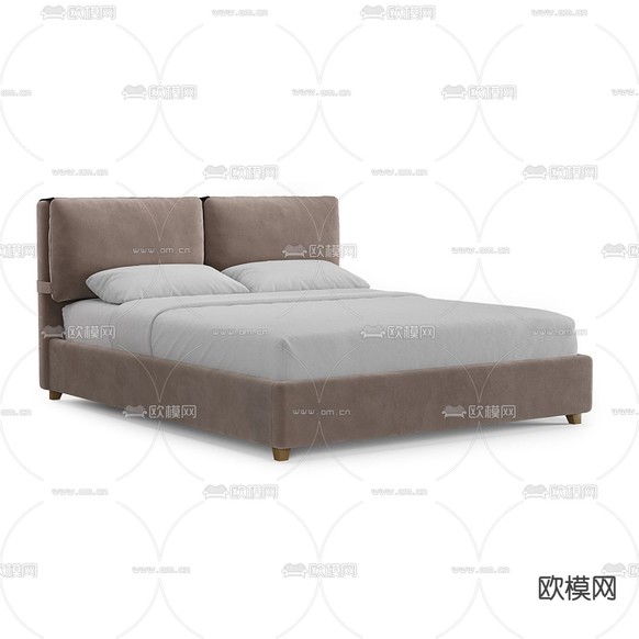 现代双人床免费3d模型下载_ID15021647_3dmax免费模型-欧模网