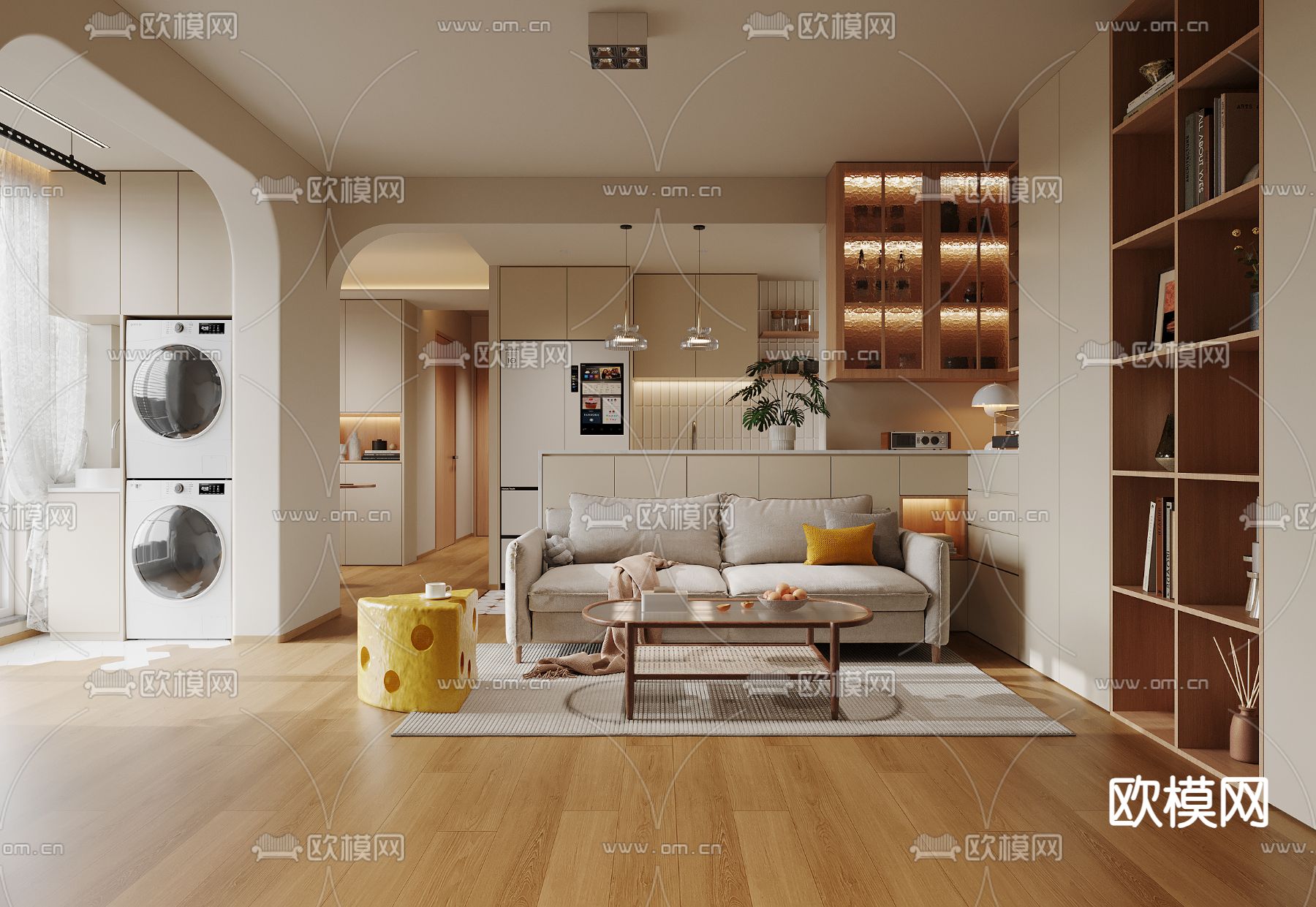 北欧客餐厅3d模型下载（渲染图1）