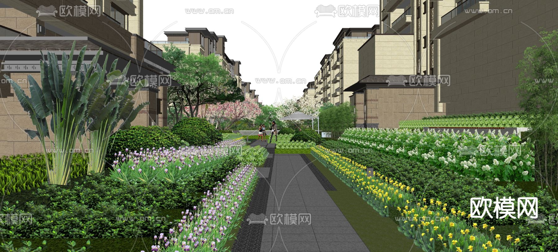 小区园林景观su模型下载（渲染图1）