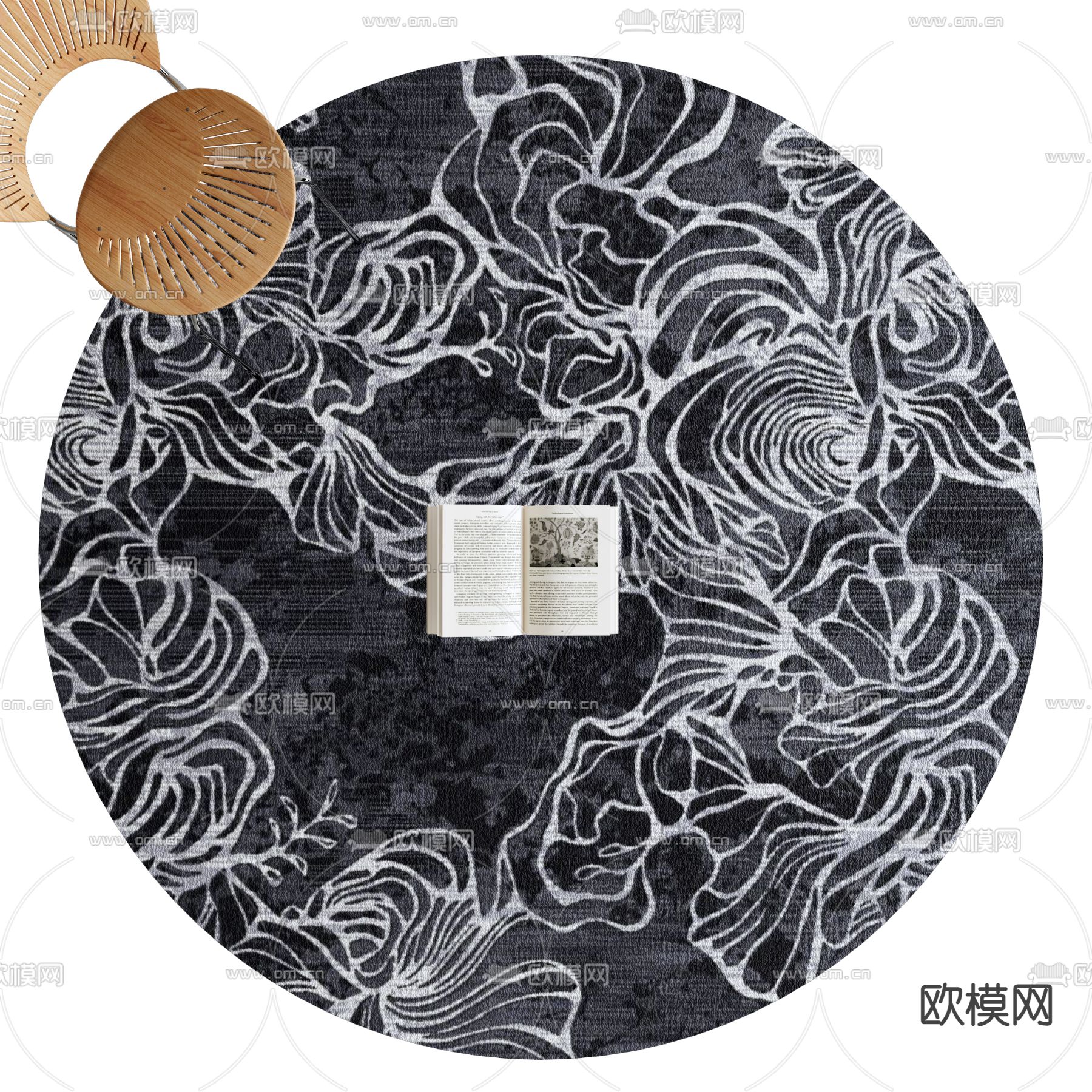 现代圆形地毯su模型下载（渲染图1）