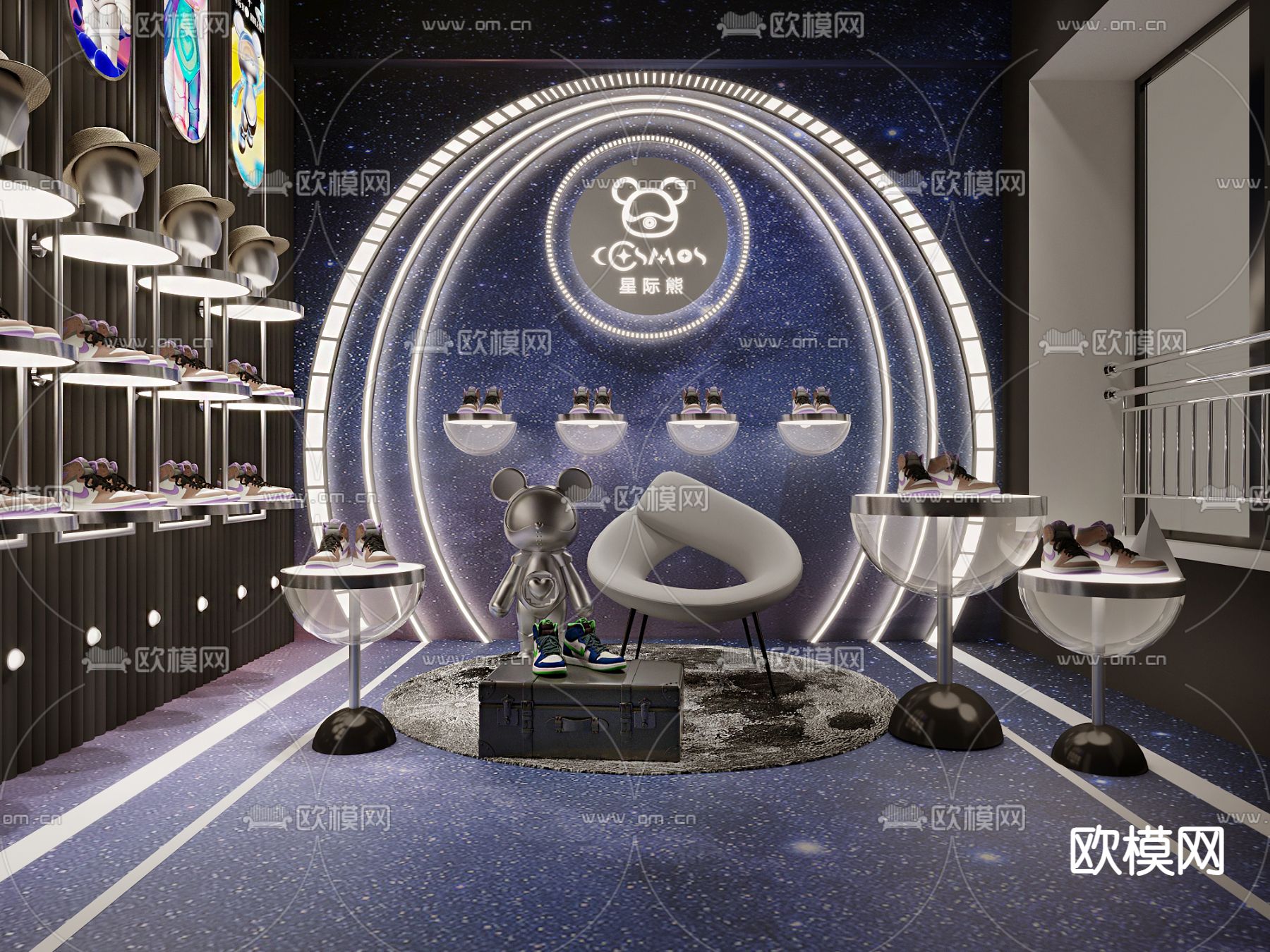 现代直播间su模型下载（渲染图3）