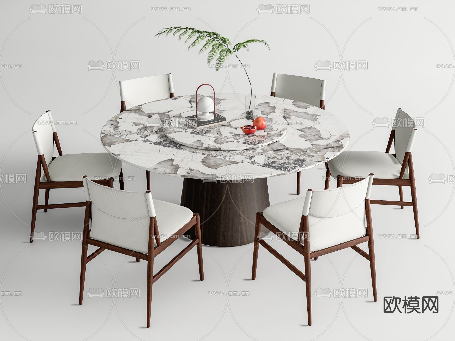 Poliform圆形餐桌椅su模型