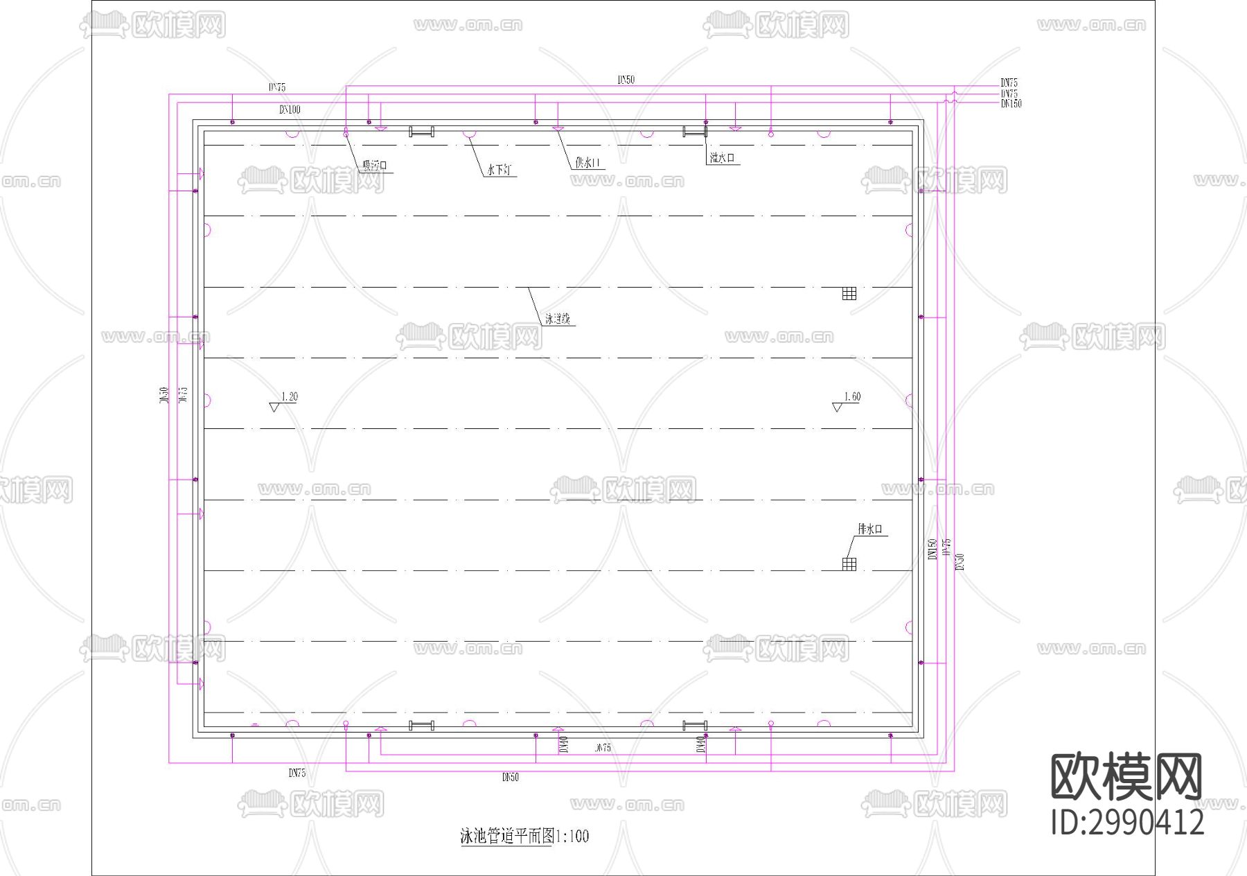 泳池cad大样图下载（渲染图1）