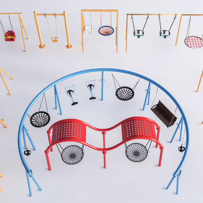  户外秋千 吊椅 儿童秋千su模型 