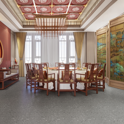  中餐厅包间 酒楼包房su模型 