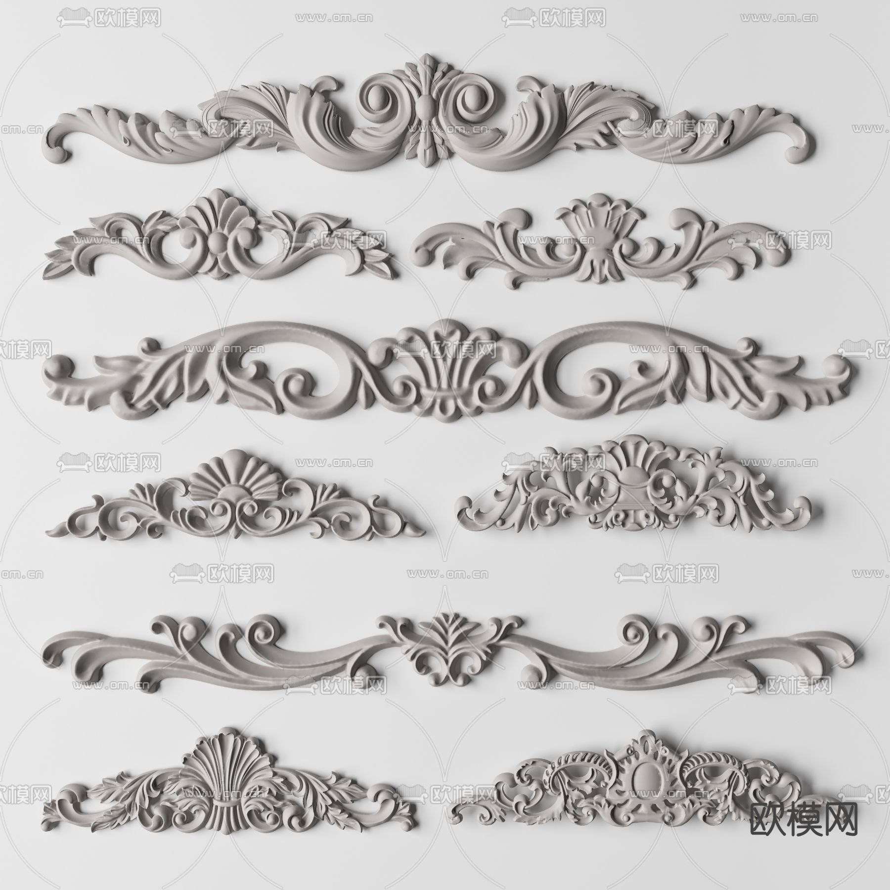 简欧雕花 雕刻 角花su模型下载（渲染图1）