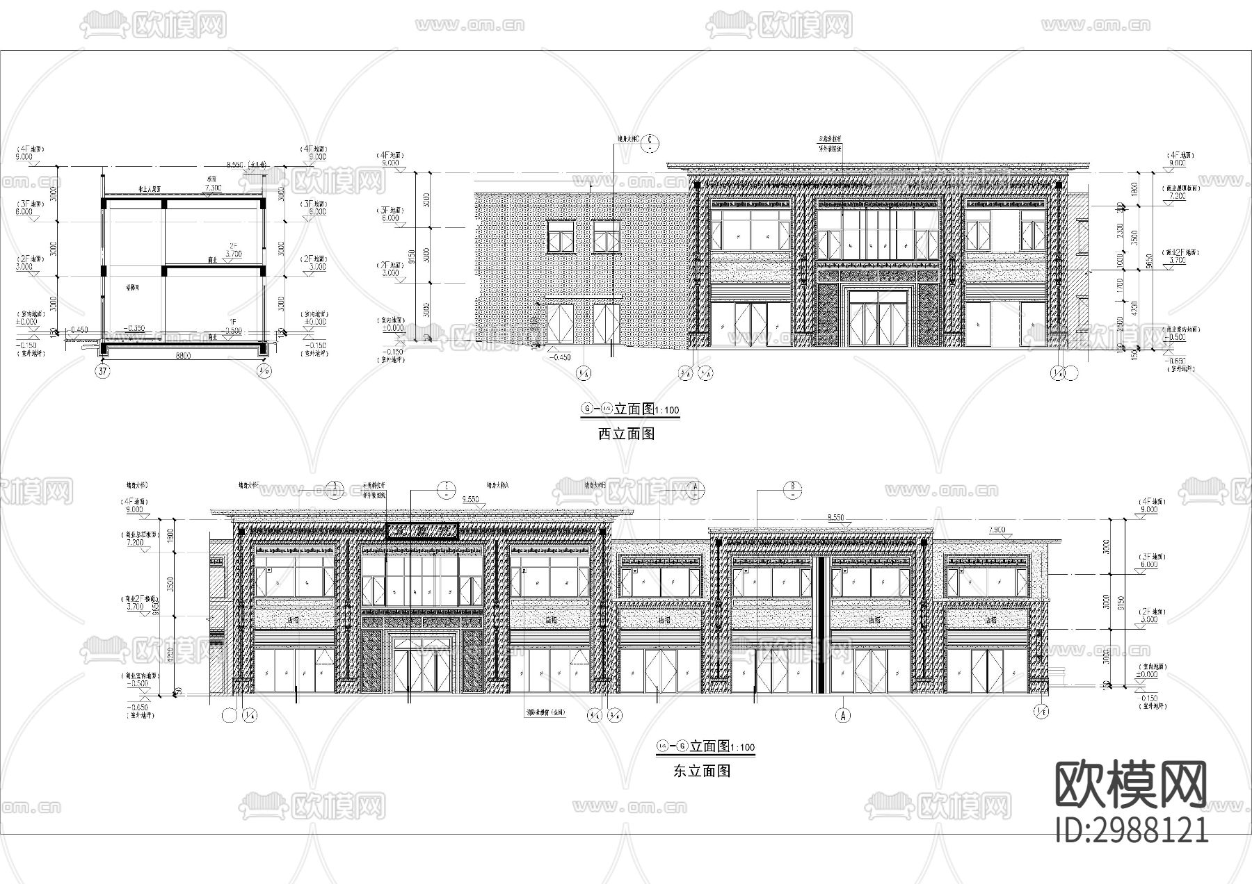 沿街商业及小区大堂入口cad施工图下载（渲染图1）