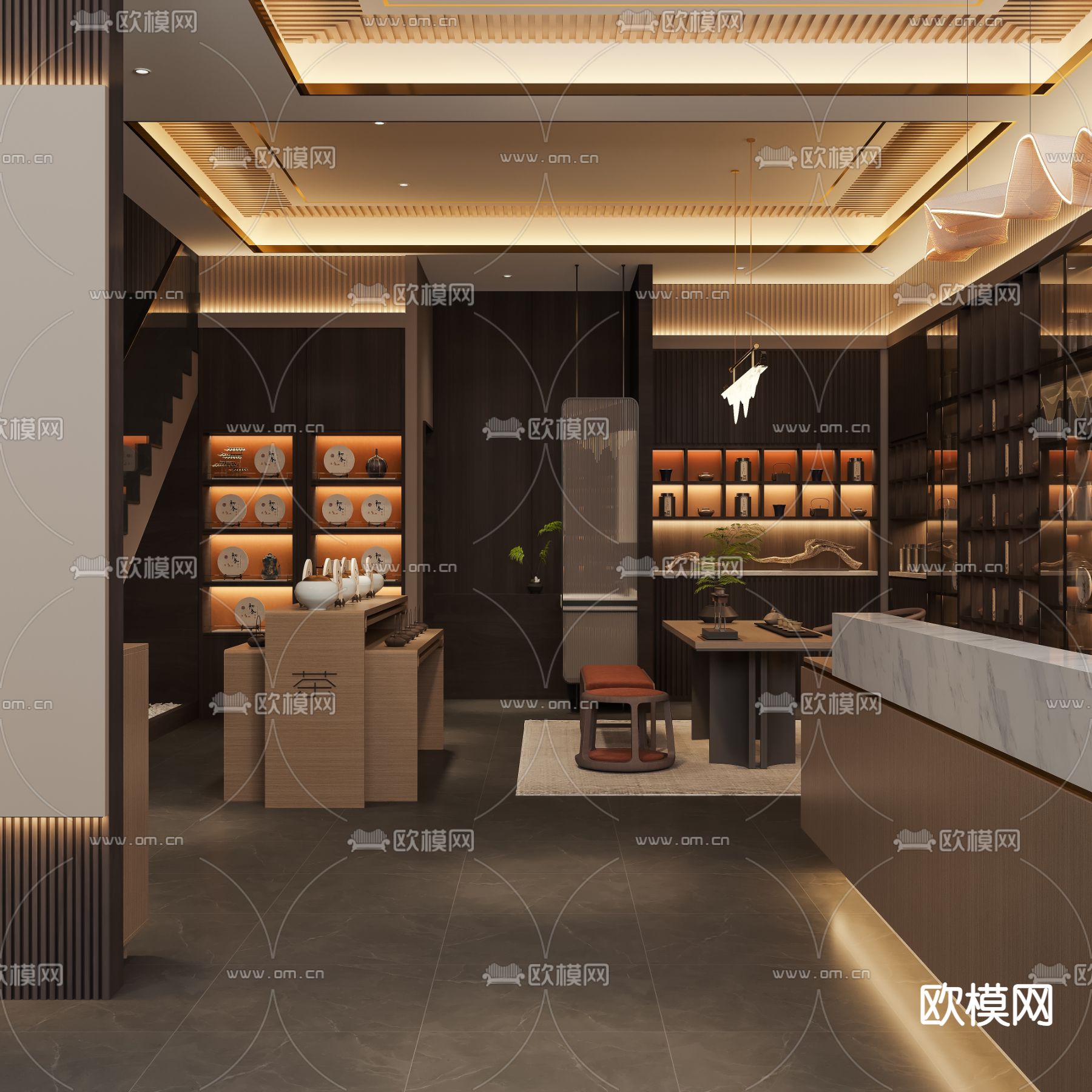 中式茶馆 茶室免费3d模型下载