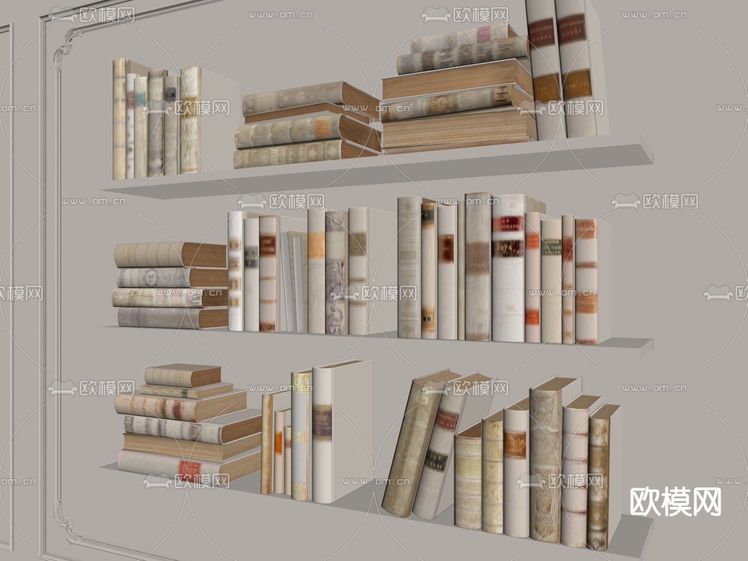 简欧书本 书籍 英文书su模型下载（渲染图2）