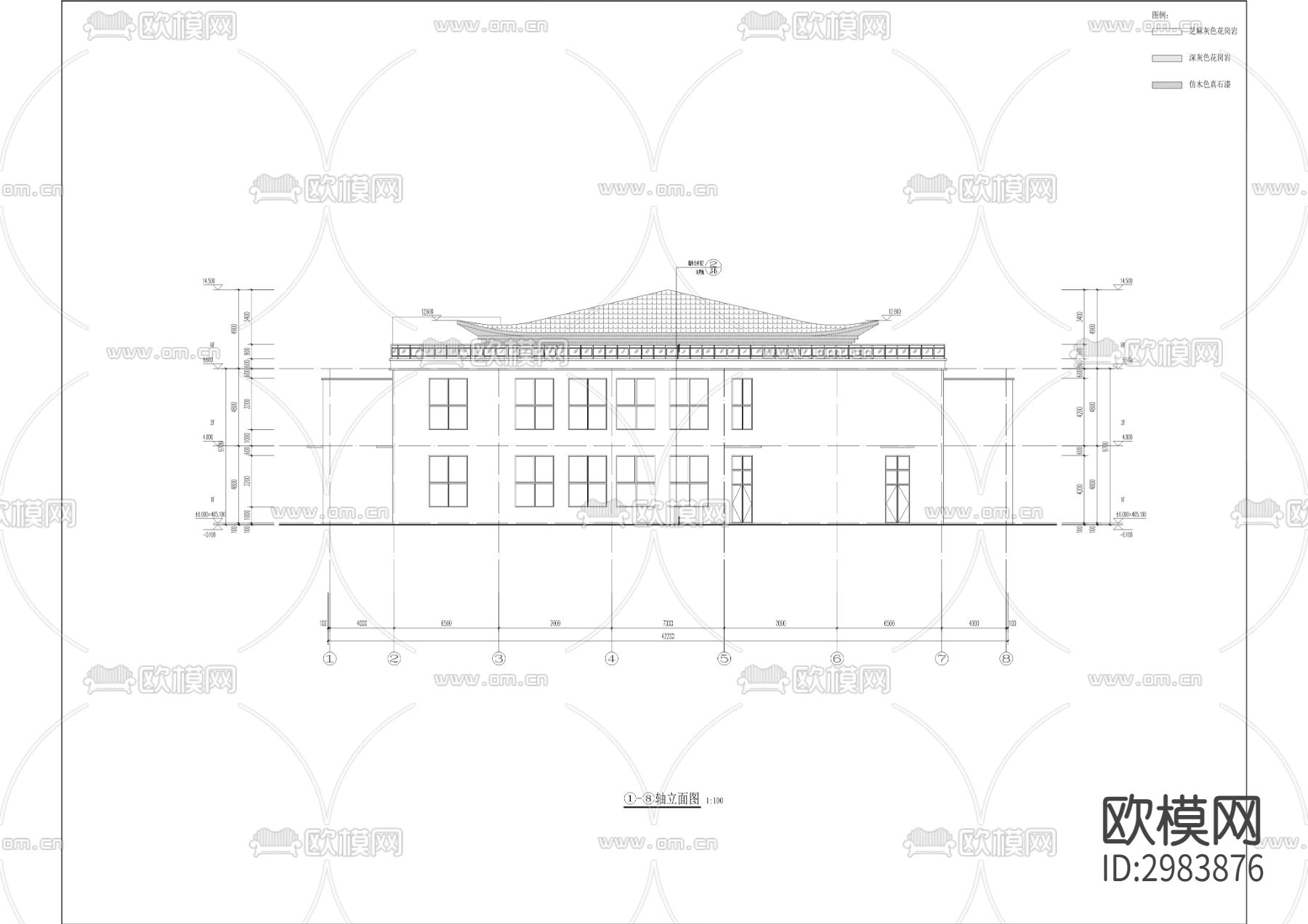 烈士陵园迁建工程cad施工图下载（渲染图3）