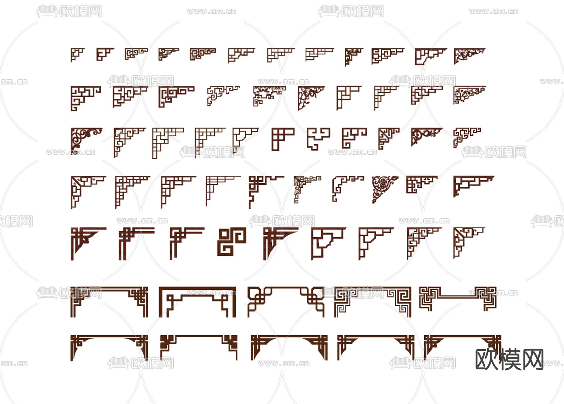 中式角花 雕花 角线 檐线 线条su模型下载（渲染图2）