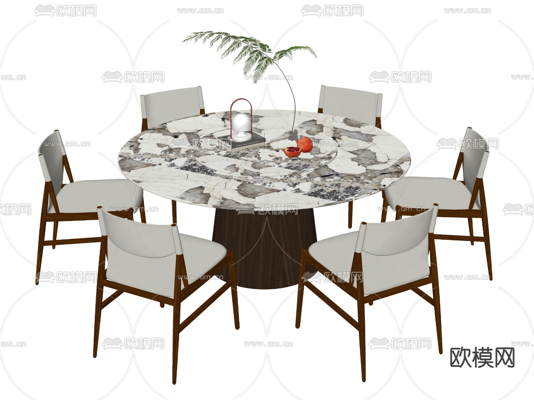 Poliform圆形餐桌椅su模型