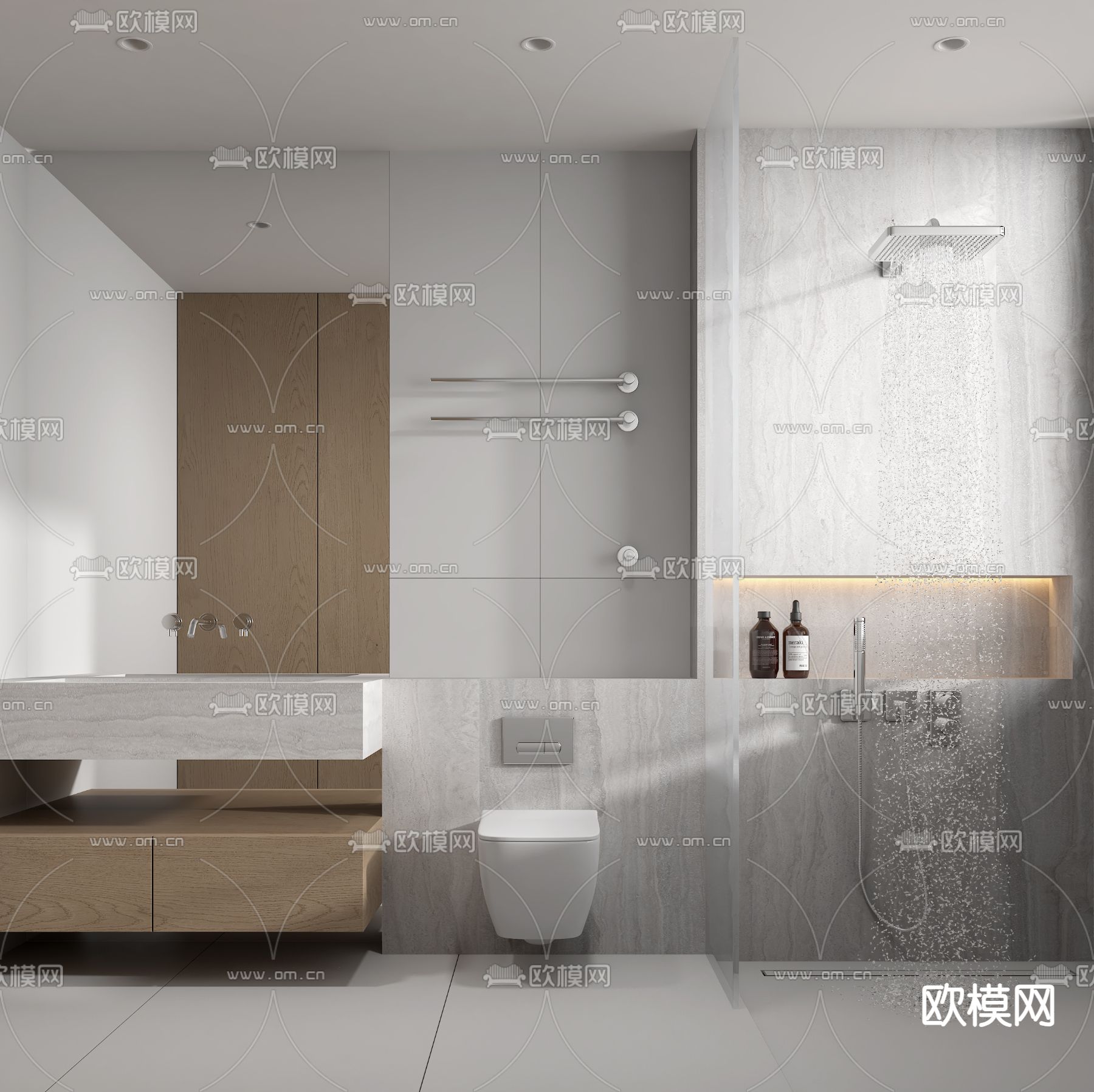 现代卫生间 浴室 洗手间su模型下载（渲染图1）