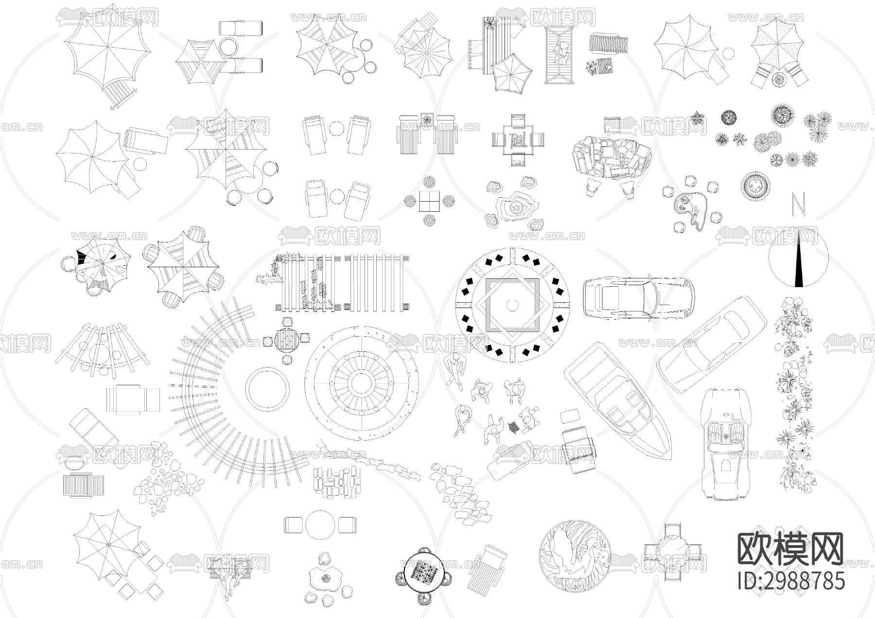 户外家具cad图库下载（渲染图2）