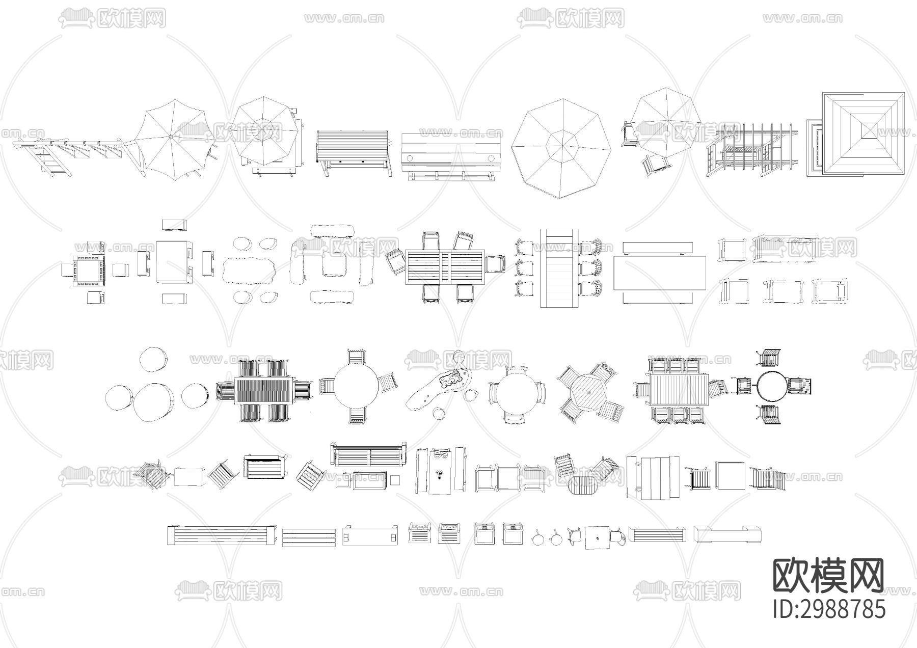 户外家具cad图库下载（渲染图1）