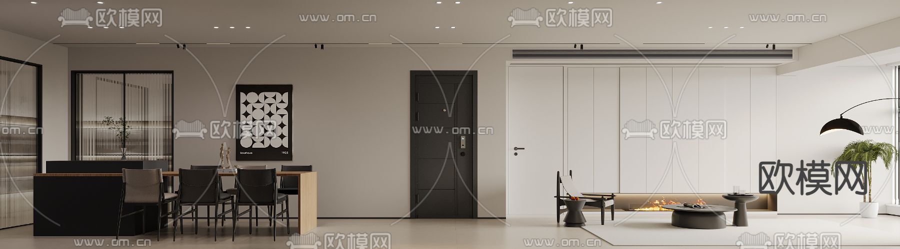 意式客餐厅3d模型下载（渲染图2）