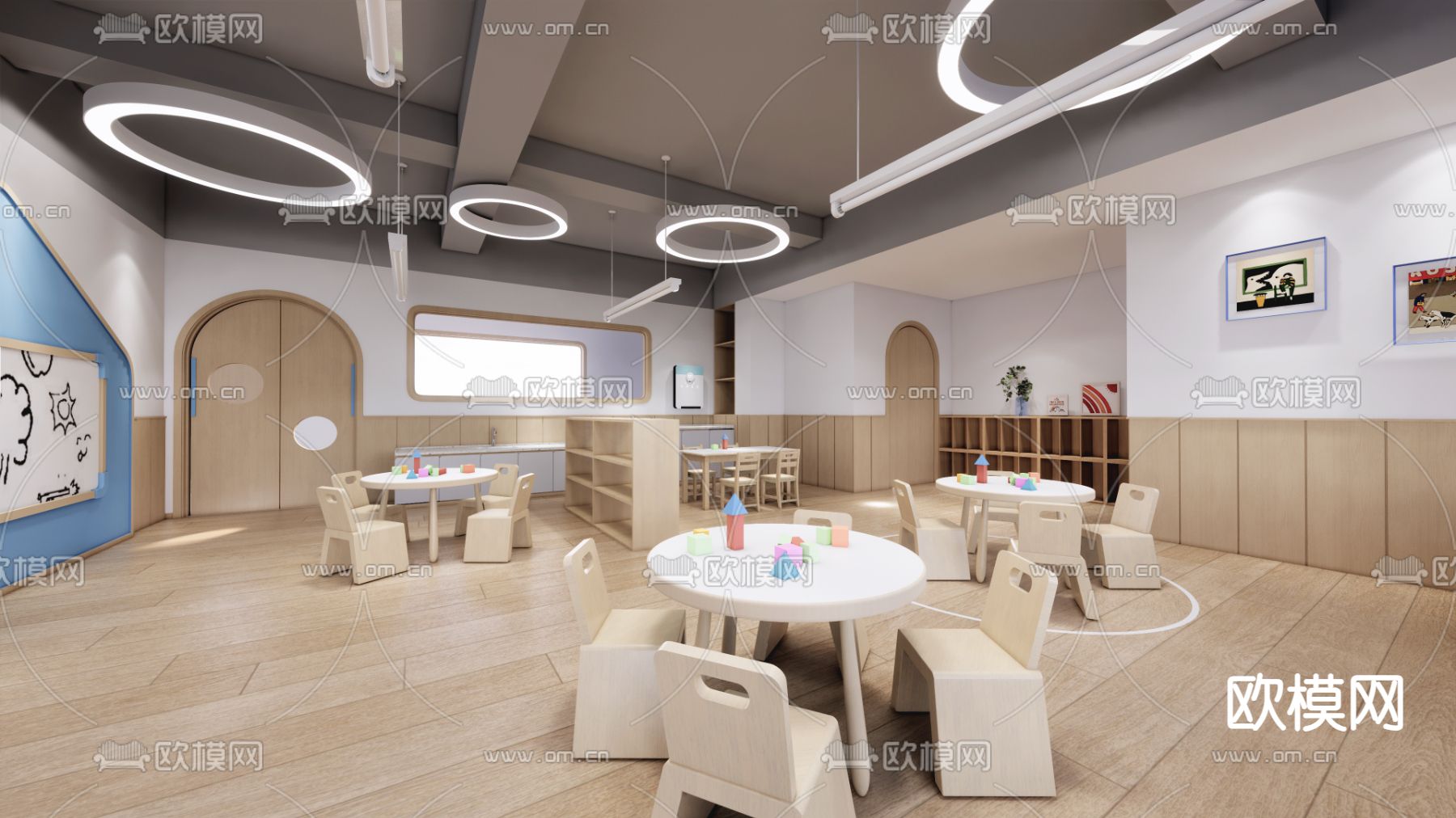 日式幼儿园教室su模型下载（渲染图2）