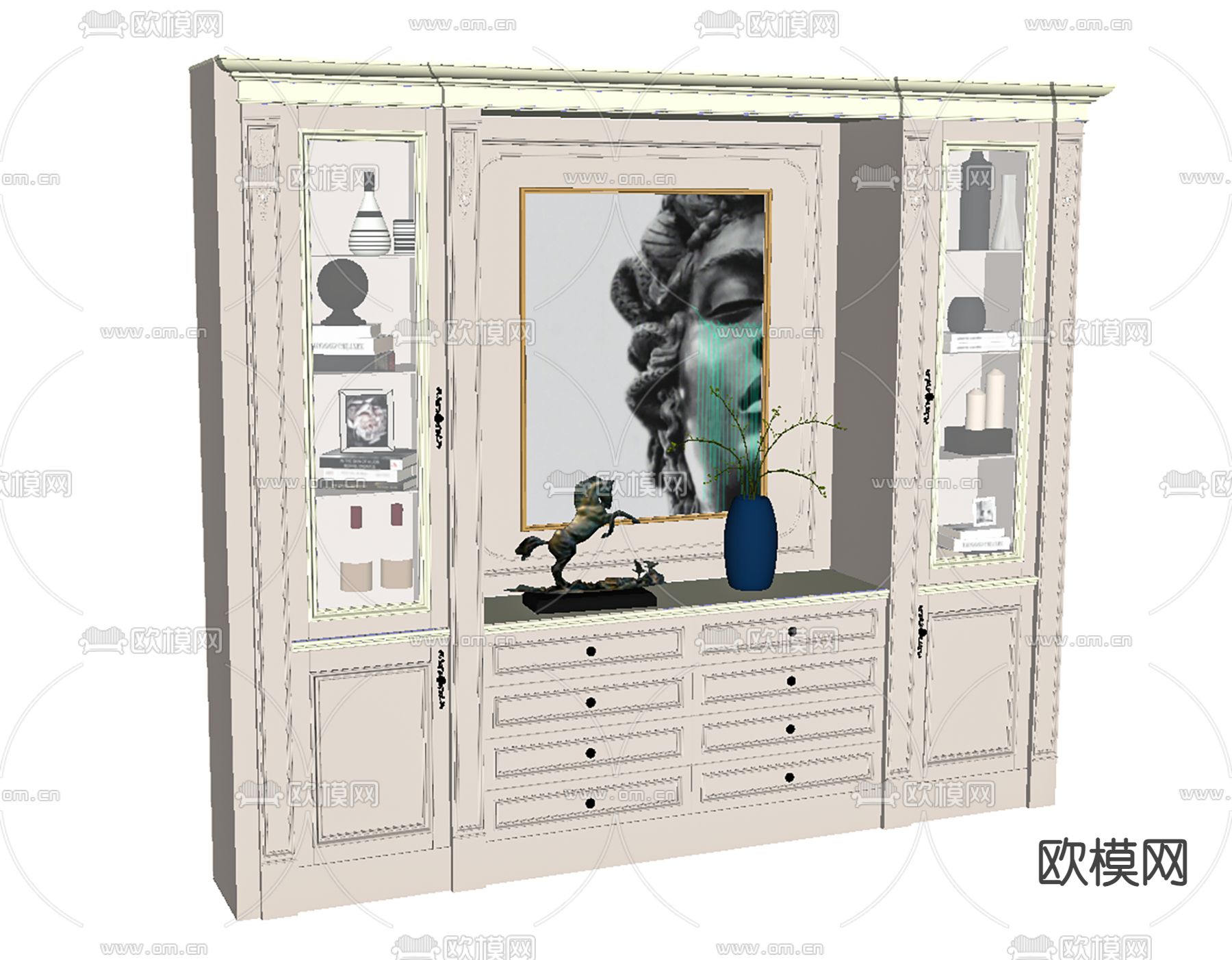 欧式酒柜su模型下载（渲染图1）