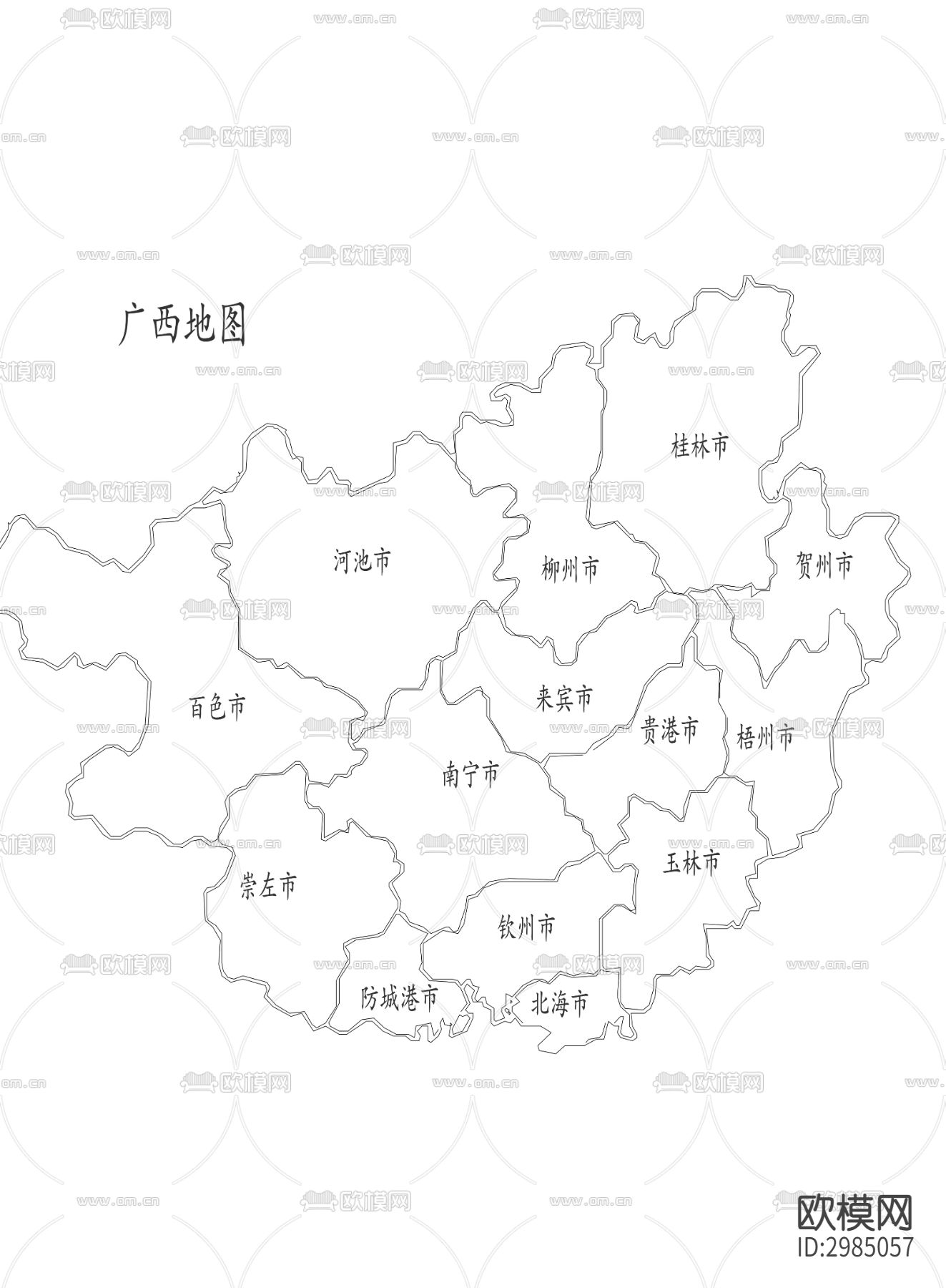 广西地图cad图库（带ps文件）下载（渲染图2）
