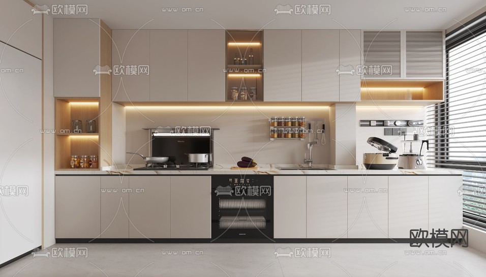 现代客厅 餐厅3d模型下载(渲染图5)