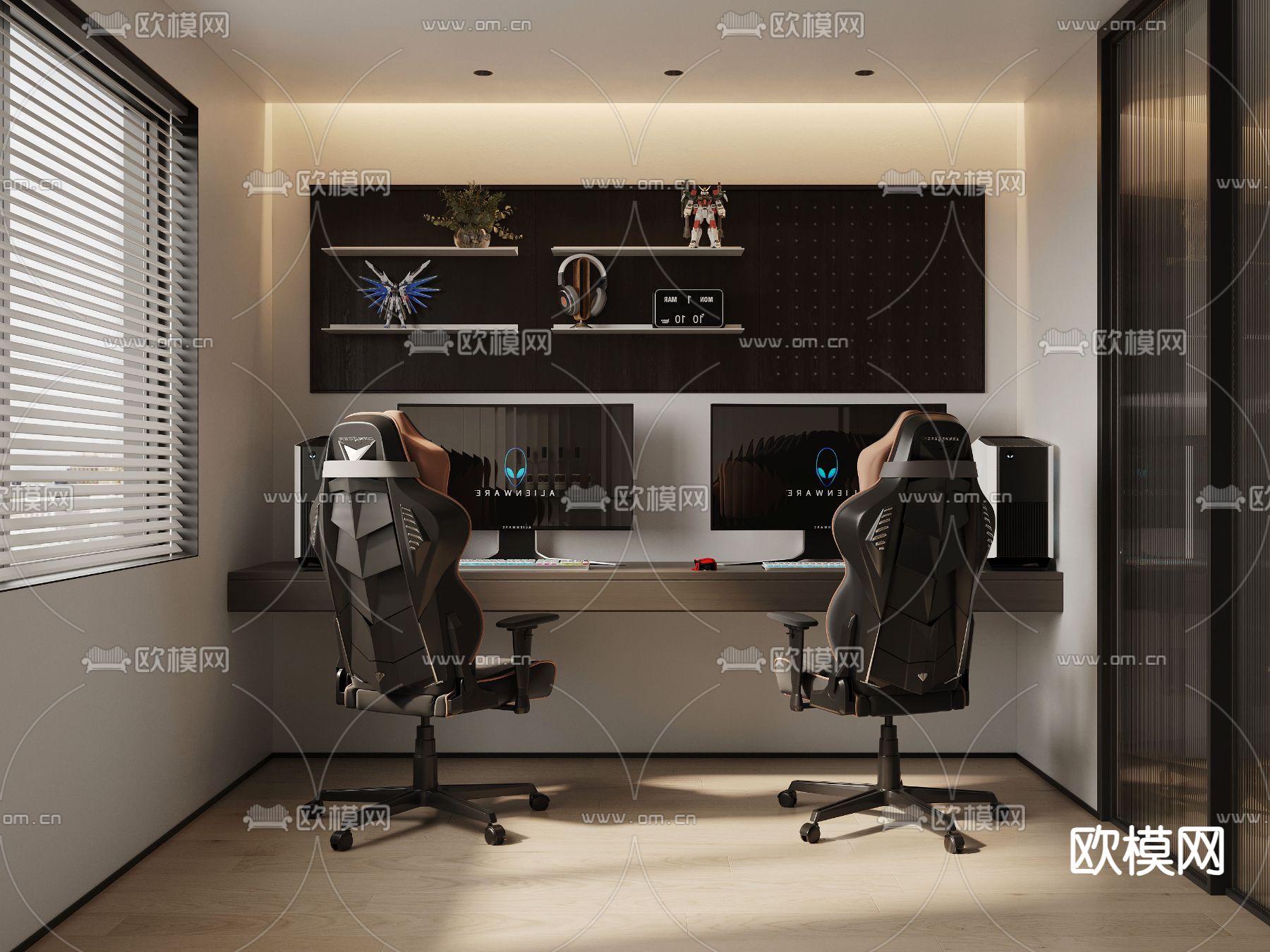 现代电竞房 游戏房3d模型下载