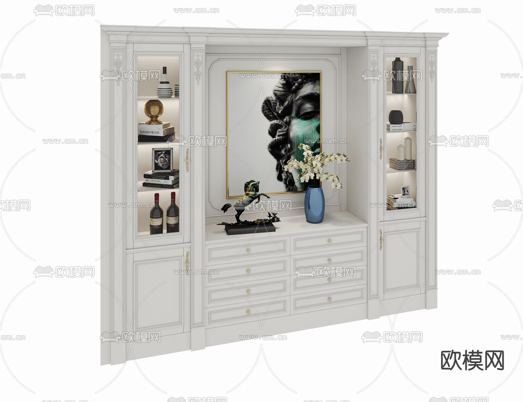 欧式酒柜su模型下载（渲染图2）