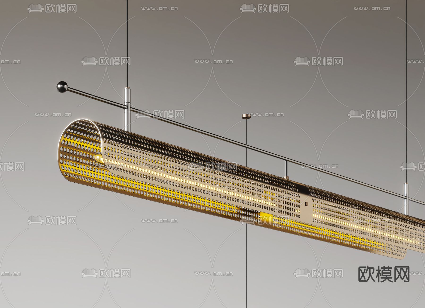 办公吊灯 长吊灯3d模型下载（渲染图2）