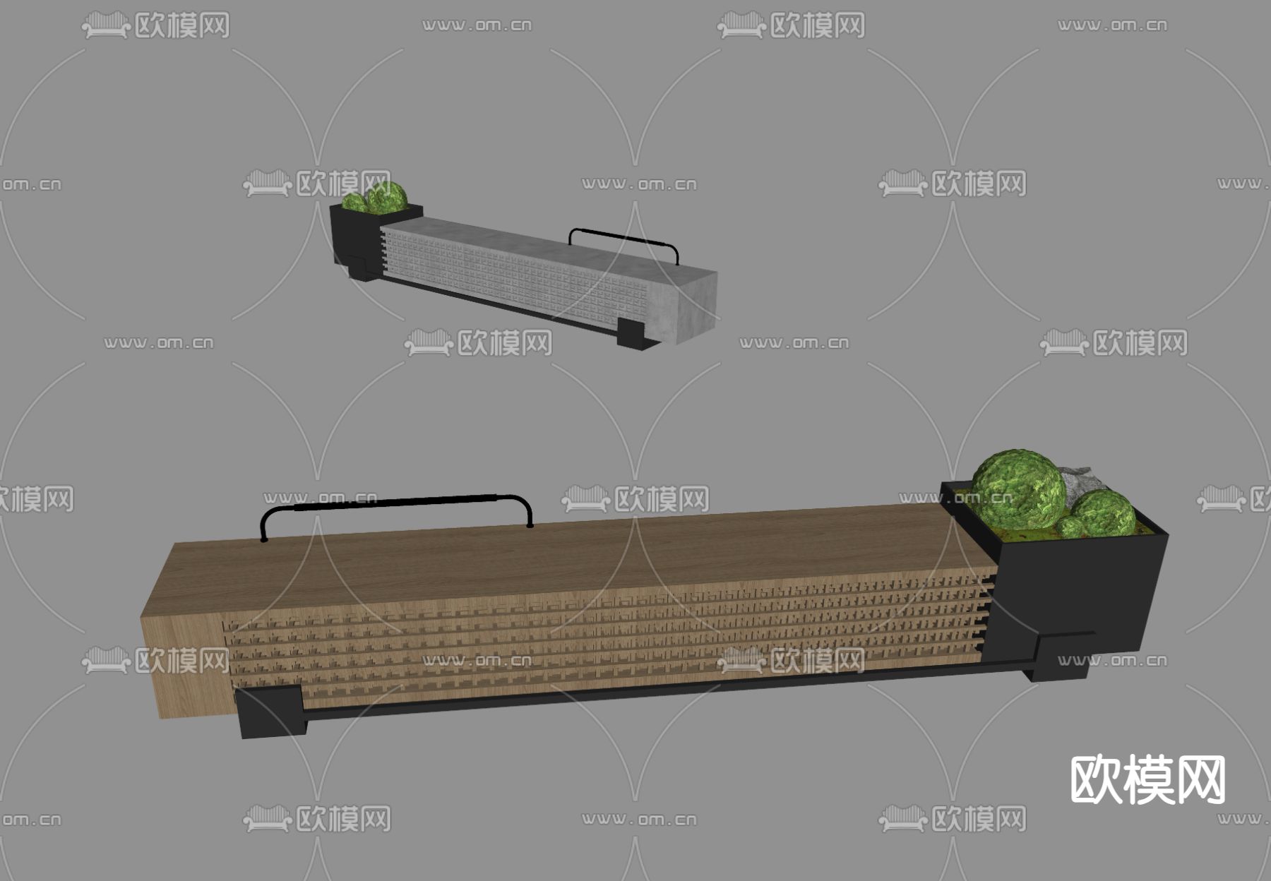 休闲座椅 长条凳su模型下载（渲染图1）