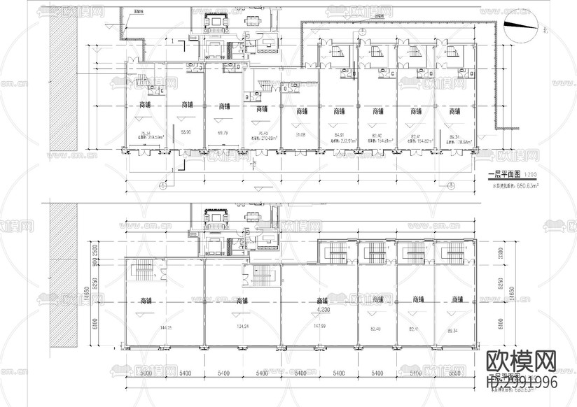 沿街商業(yè)cad施工圖下載(渲染圖1)