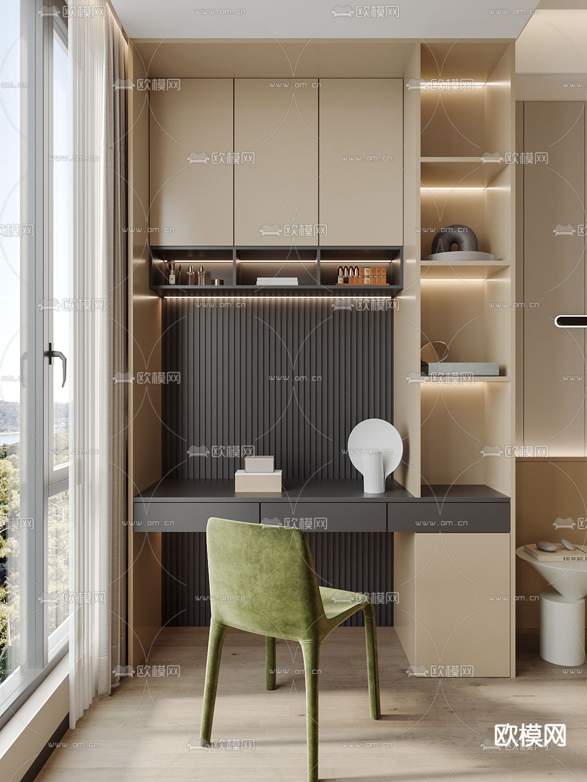 现代梳妆台 化妆桌3d模型下载