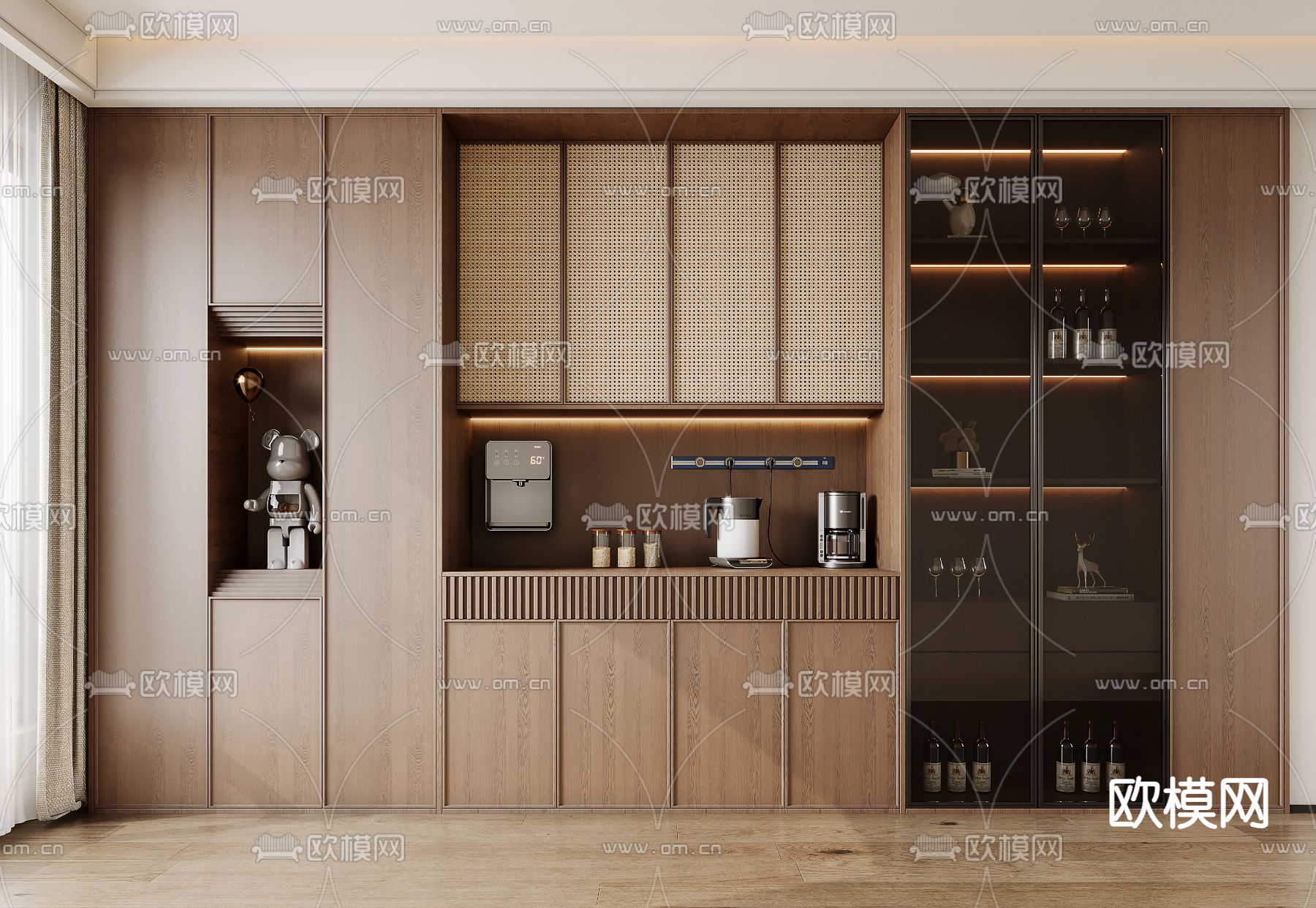 中古风酒柜 餐边柜3d模型下载