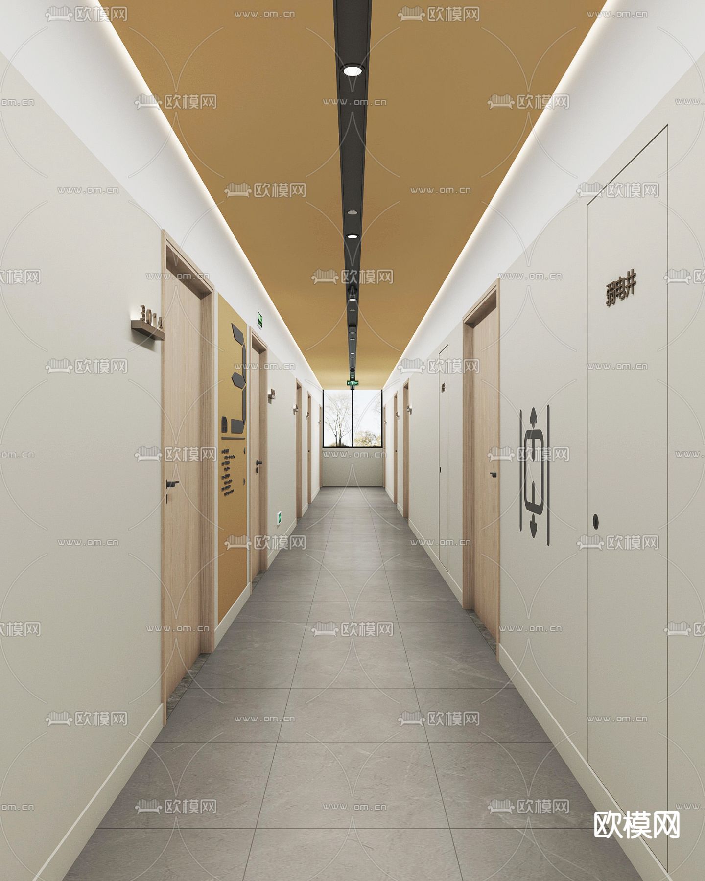 办公室过道 走廊3d模型下载