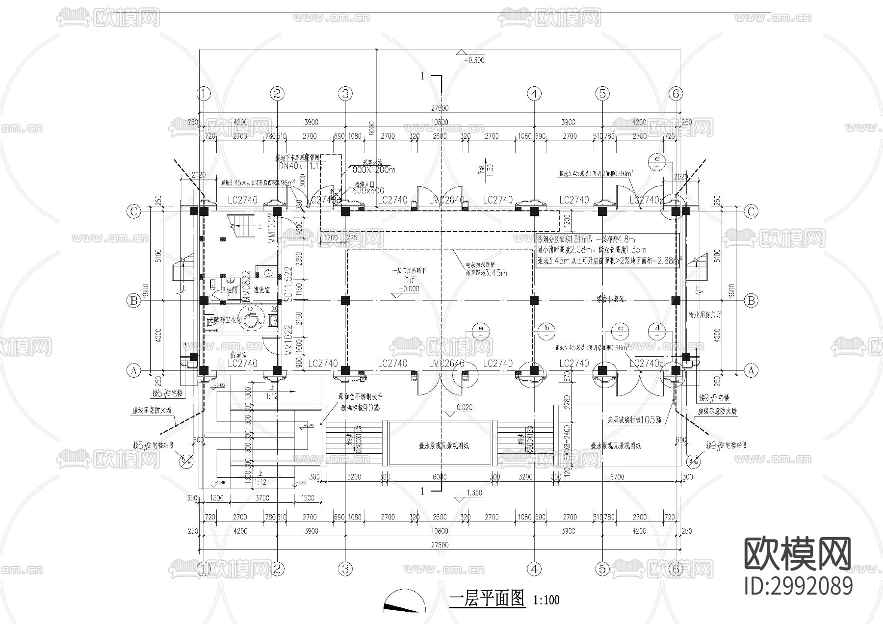 小区入口建筑cad施工图下载（渲染图1）