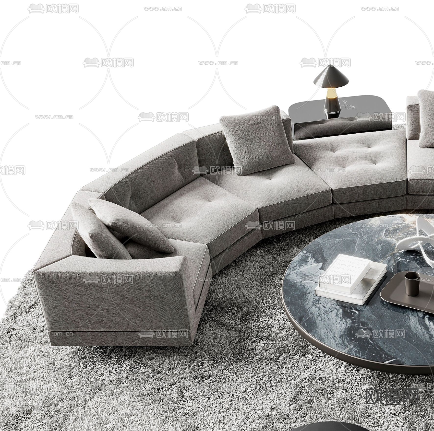 Minotti 组合沙发 弧形沙发3d模型下载（渲染图2）