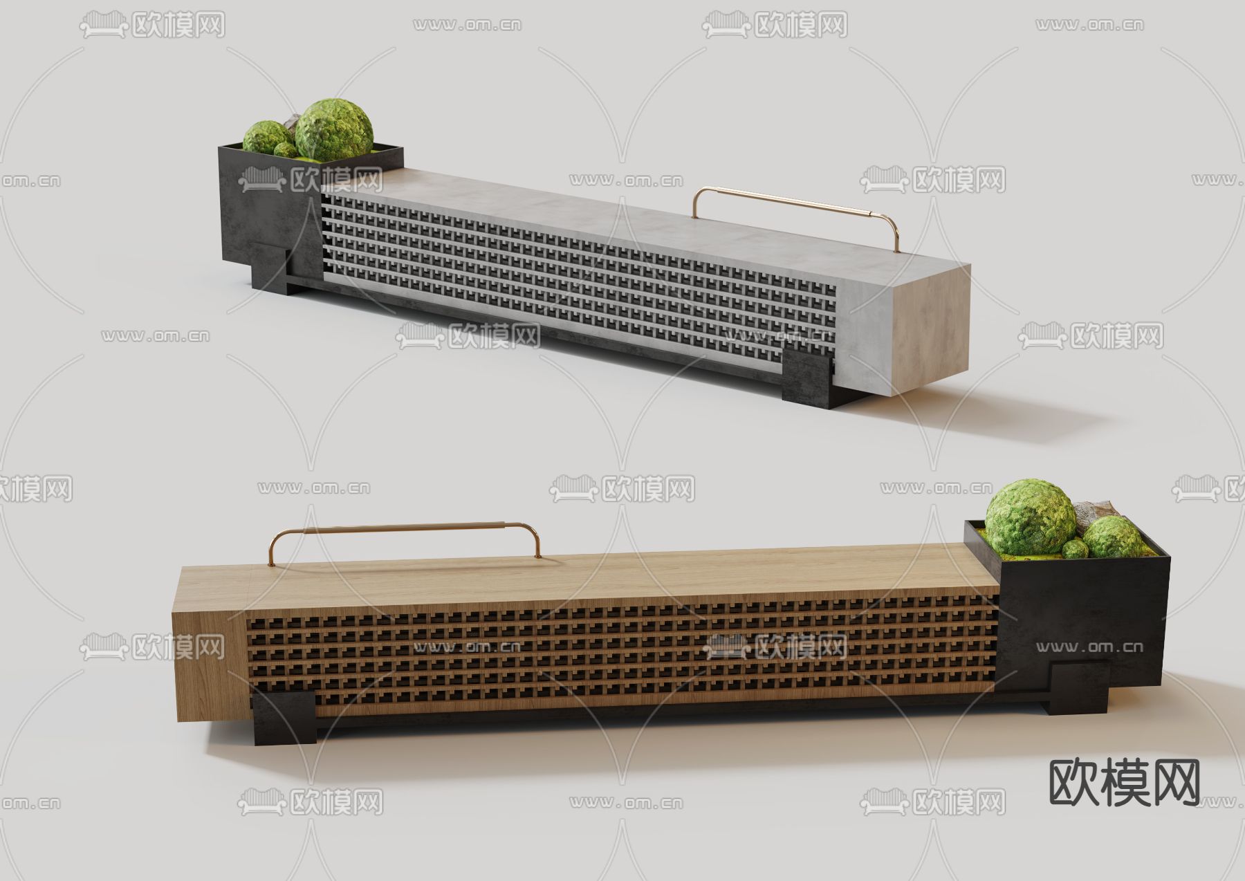 休闲座椅 长条凳su模型下载（渲染图2）