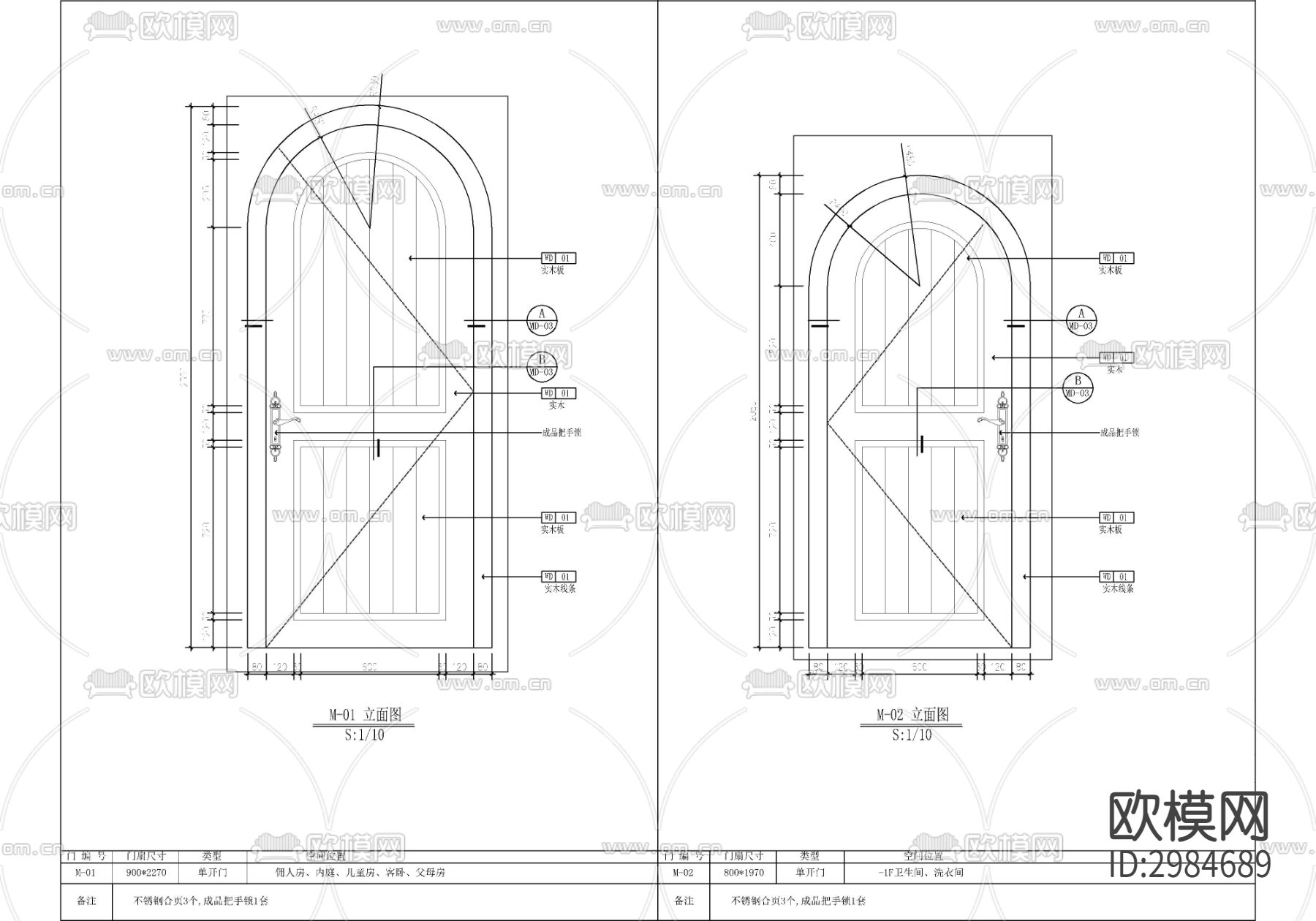 拱形门门表cad立面图 大样图下载（渲染图3）