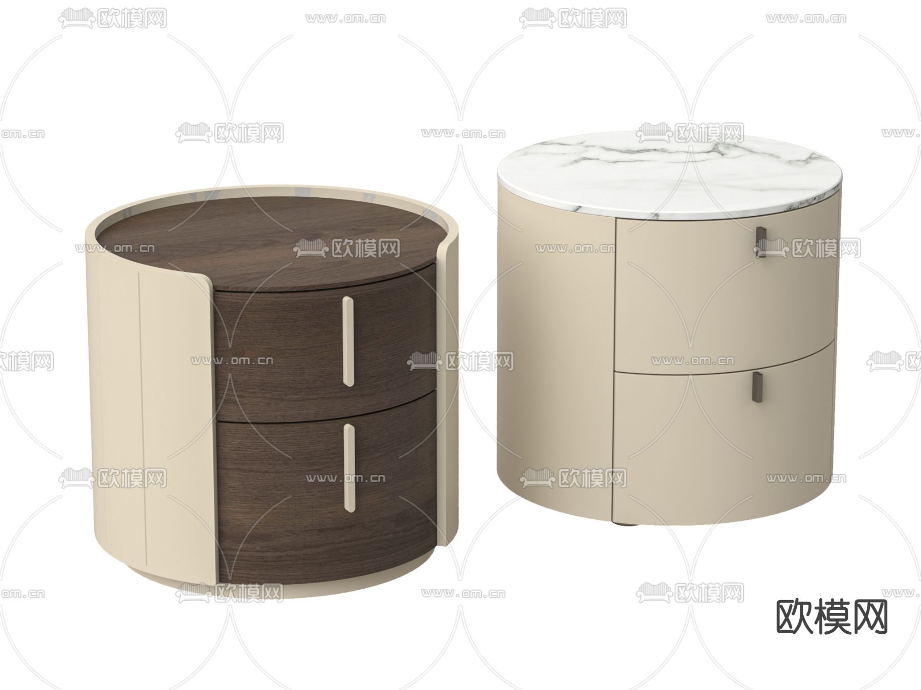 圆形床头柜3d模型下载