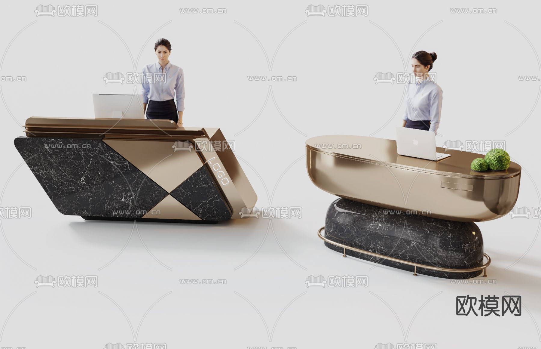 现代接待前台 服务台su模型下载（渲染图2）