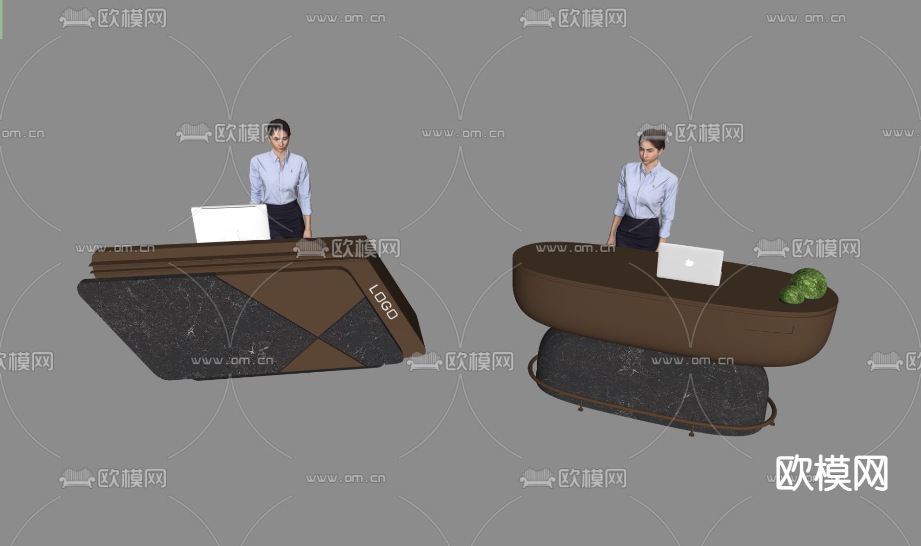 现代接待前台 服务台su模型下载（渲染图1）