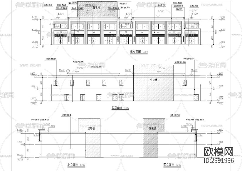 沿街商業(yè)cad施工圖下載(渲染圖3)