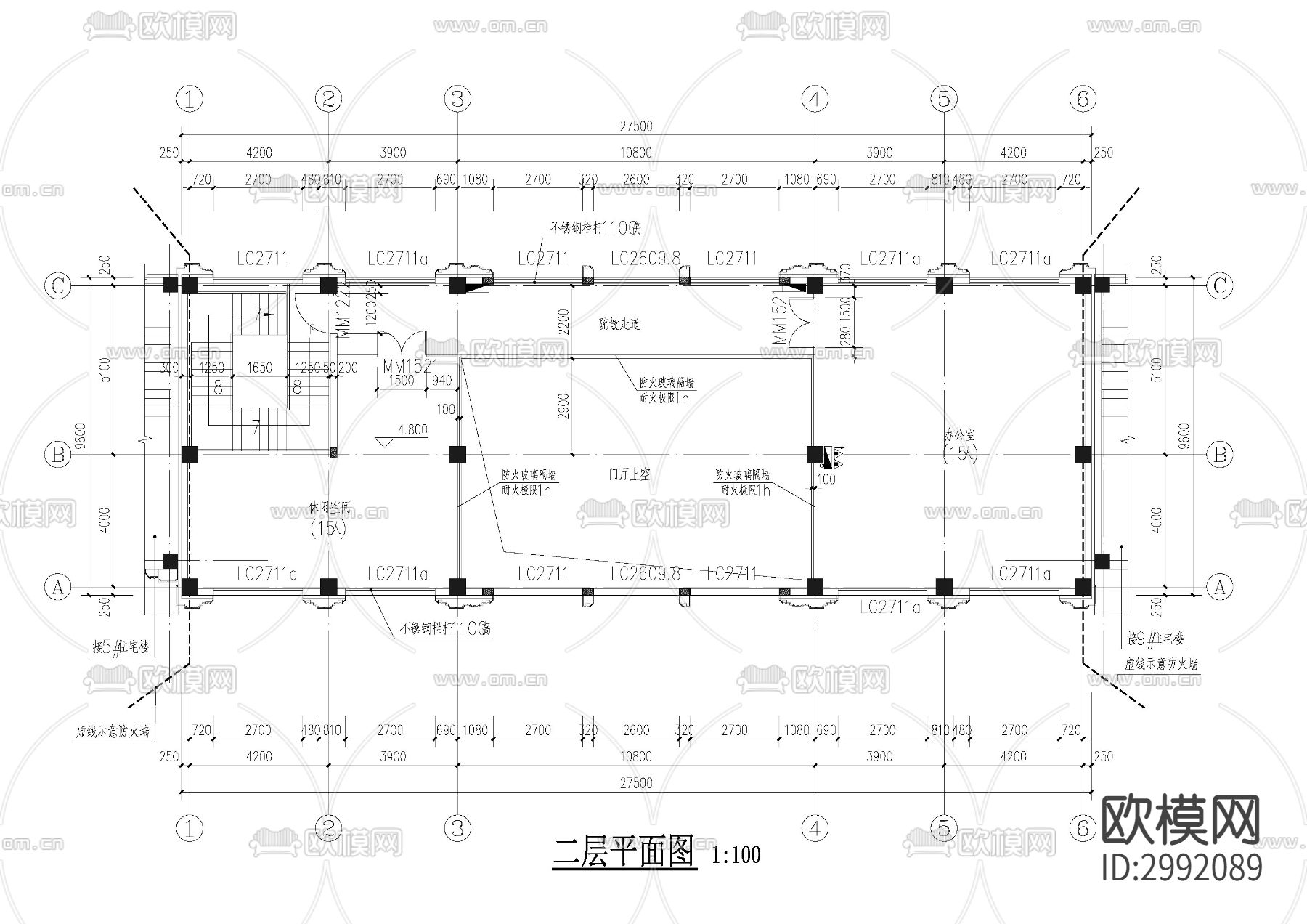 小区入口建筑cad施工图下载（渲染图2）
