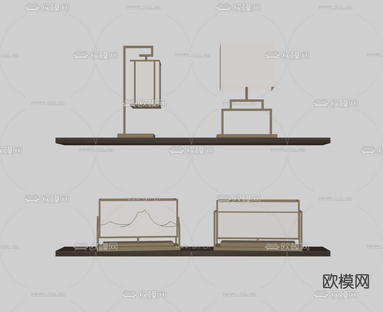 现代台灯su模型下载（渲染图1）