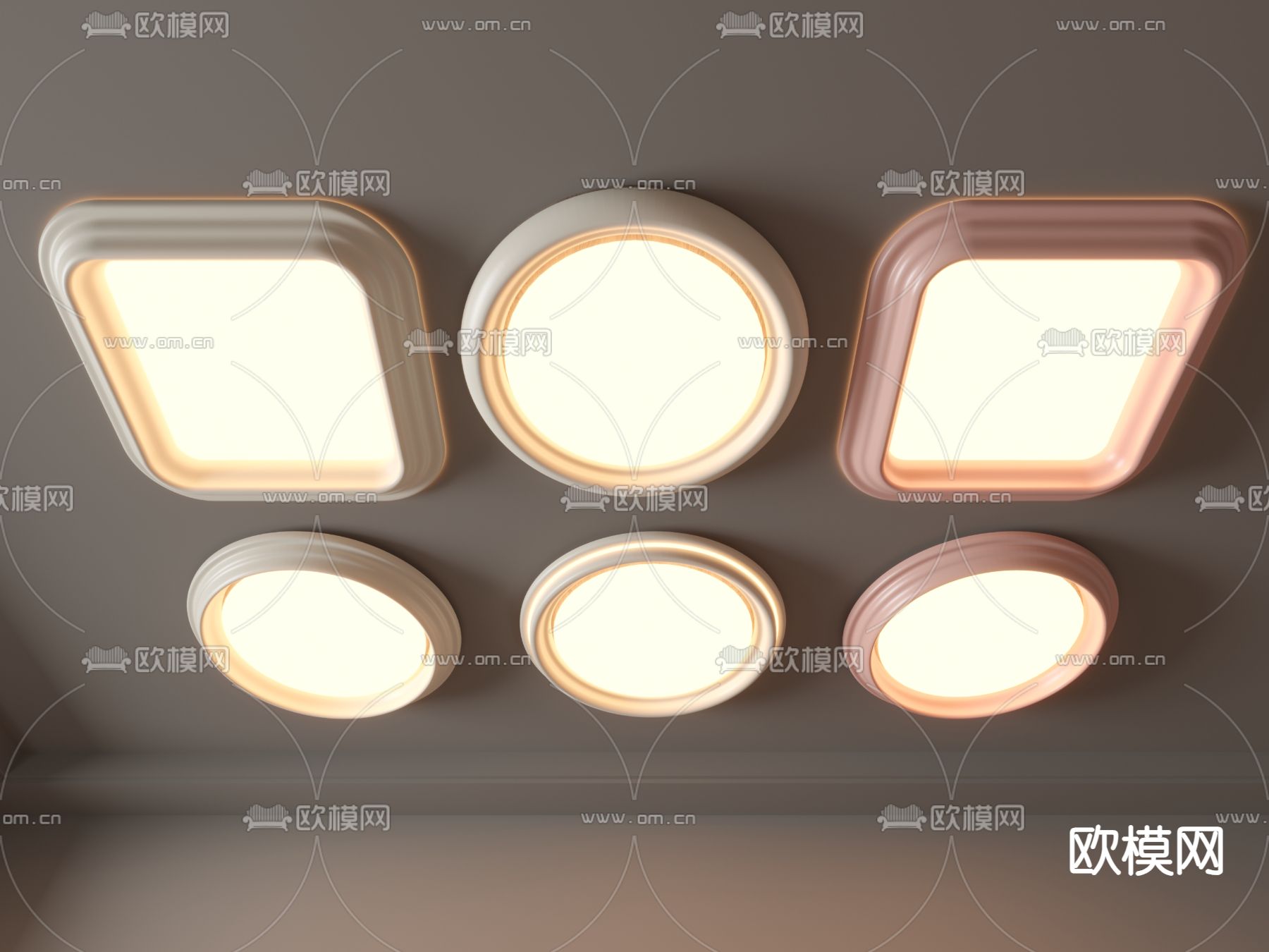 现代吸顶灯su模型下载（渲染图2）