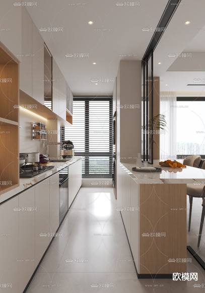 现代客厅 餐厅3d模型下载(渲染图7)