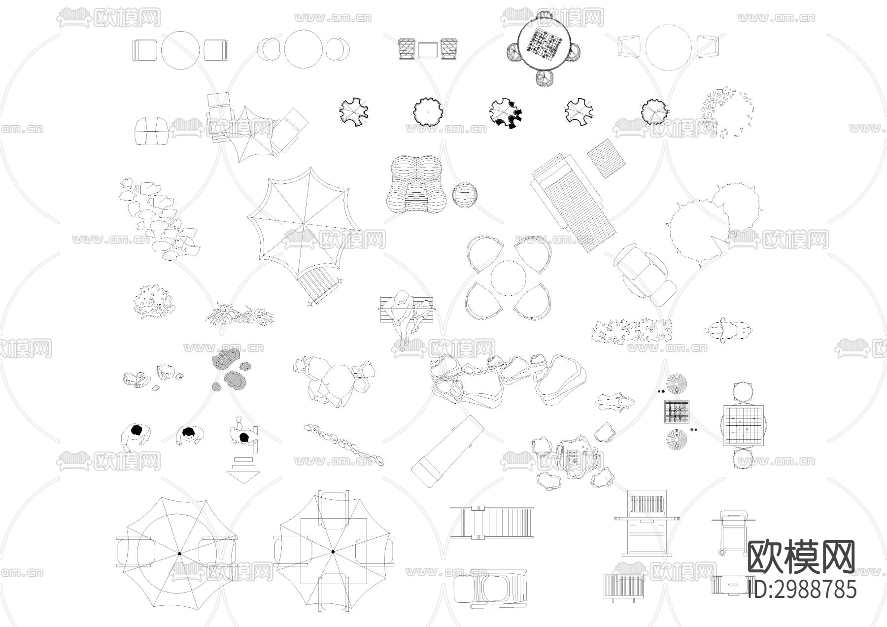 户外家具cad图库下载（渲染图5）