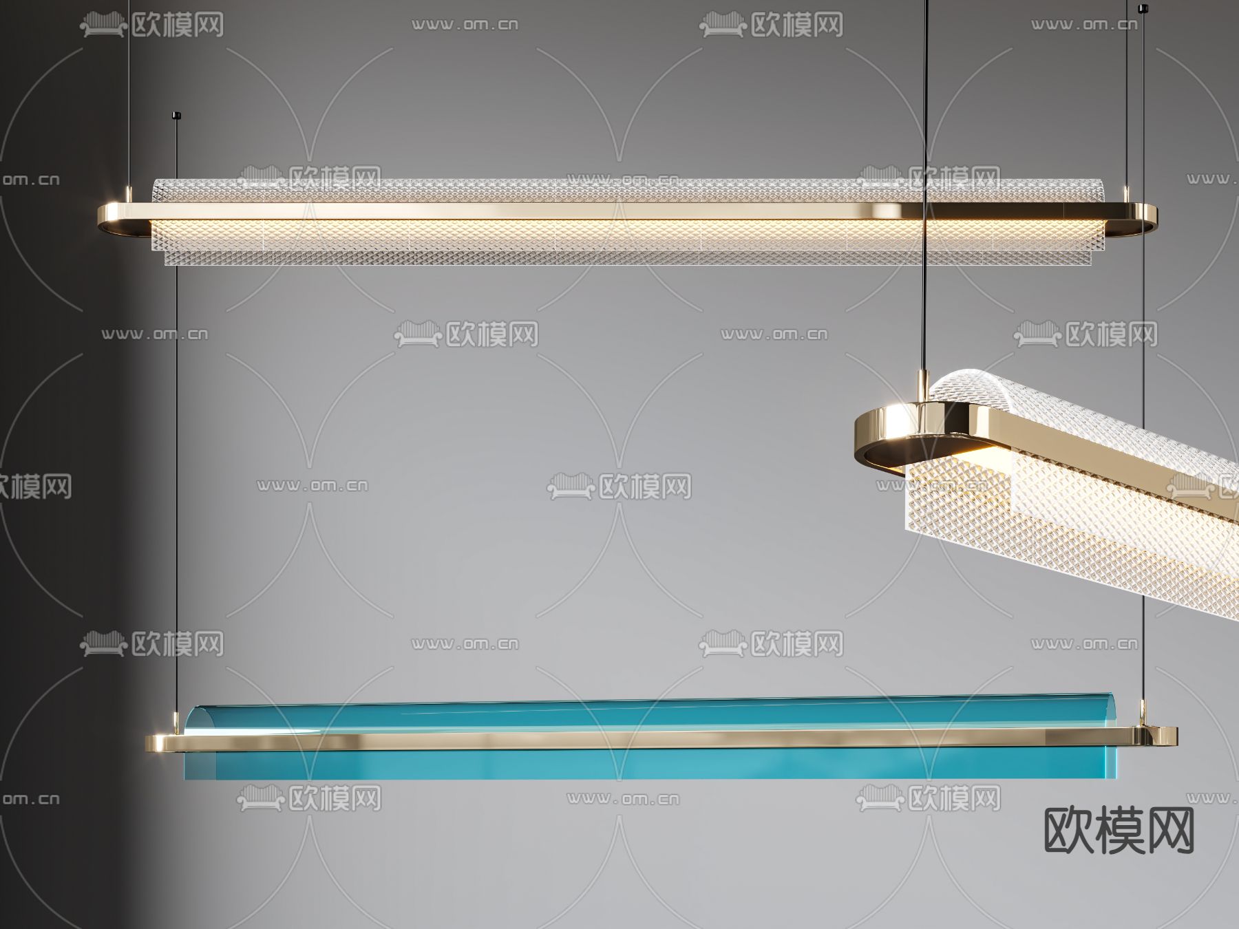 办公吊灯 长吊灯3d模型下载